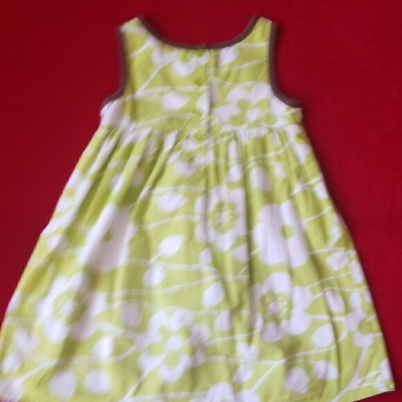 Carters Lime Grn, White and Brown Sundress,  sz  4 - Picture 3 of 6